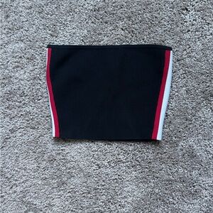 Babaton Black Strapless Tube Top with Red and White Stripes